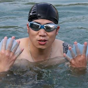 1 pair Webbed Frog Finger Swim Gloves